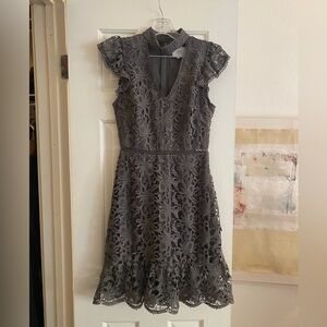J.O.A. Grey Lace Knee Length Dress